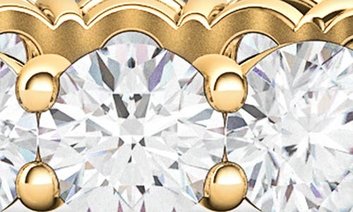 Hautecarat Round Cut Lab Created Diamond 18k Gold Eternity Band Ring In Yellow Gold
