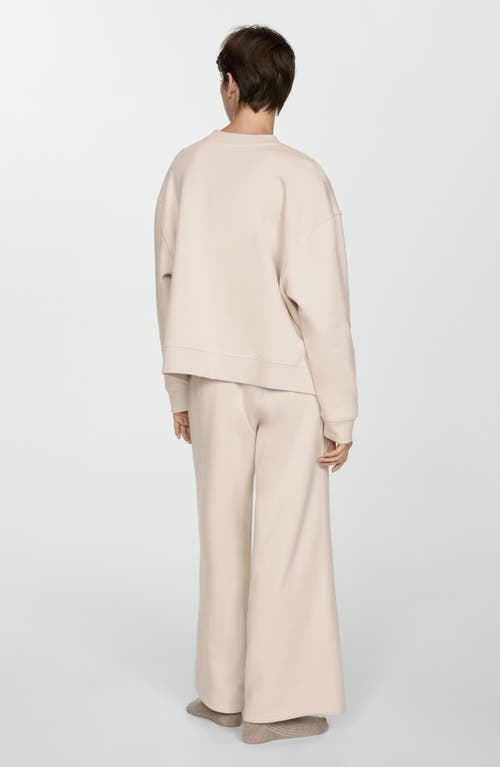 Mango Cotton Blend Wide Leg Drawstring Pants In Sand