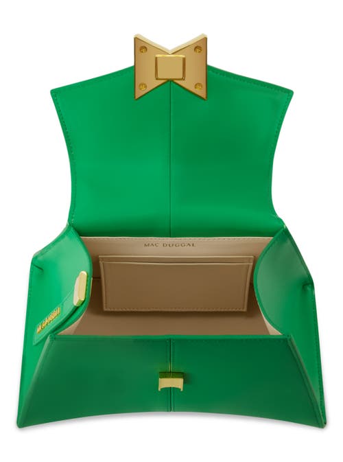 Mac Duggal Gold Hardware Detail Angular Top Handle Small Leather Handbag In Spring Green