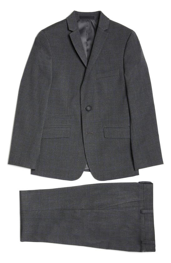 Andrew Marc Kids' Plaid Suit In Grey/ Blue