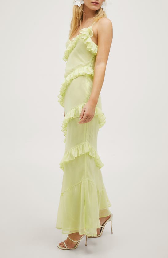 Shop Nasty Gal Tiered Ruffle Chiffon Maxi Dress In Washed Lime