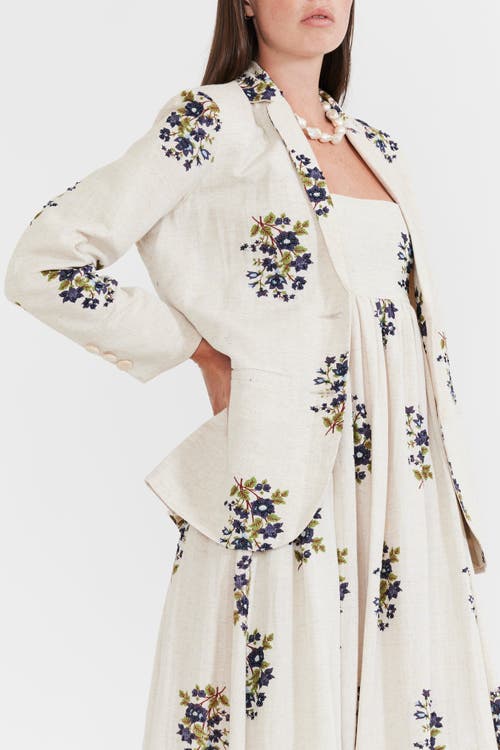 Shop Eddy Amber Blazer In Oatmeal Bluesy Beaded Floral