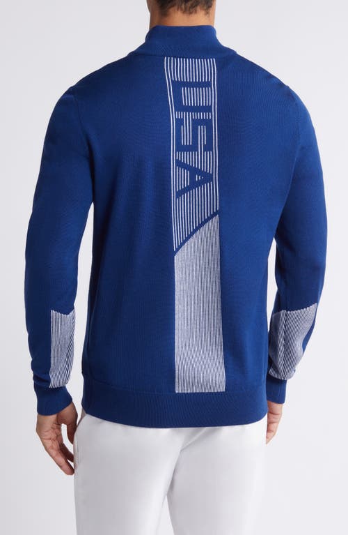 Shop J. Lindeberg Nathaniel Wool Quarter Zip Sweater In Estate Blue