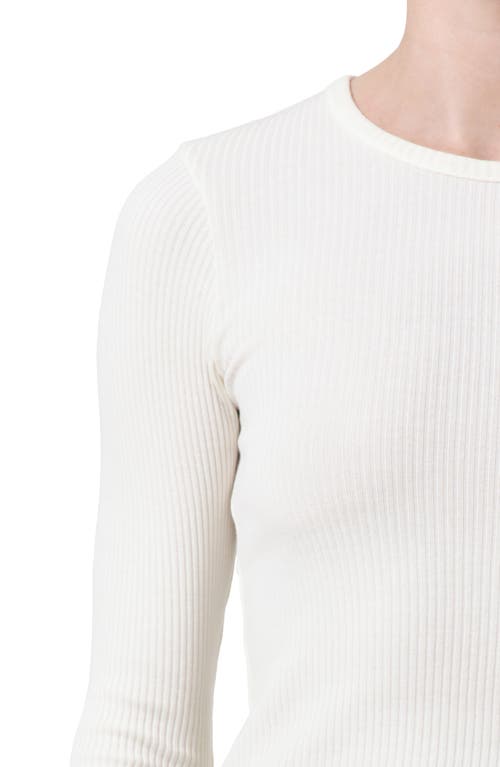 Agolde Alma Shrunken Long Sleeve Rib Top In Oat Milk