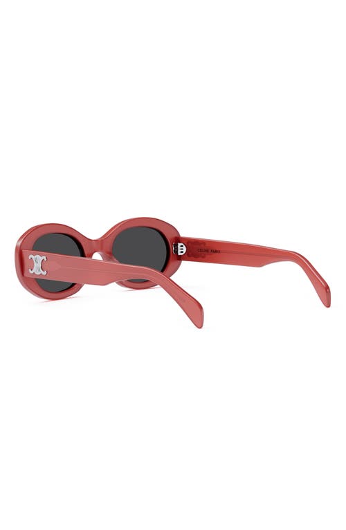 Shop Celine Triomphe 52mm Oval Sunglasses In Shiny Red/smoke