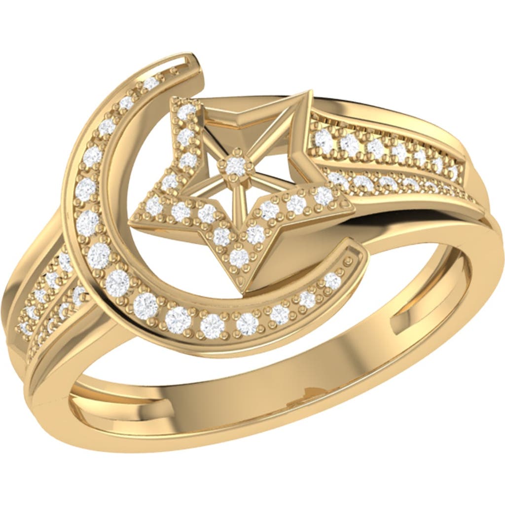 Luvmyjewelry Luna Comet Sterling Silver Diamond Ring In 14kt Gold Vermeil On Sterling
