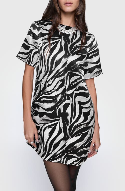 Rebecca Minkoff Ava Stripe Short Sleeve Minidress in Black Strokes 