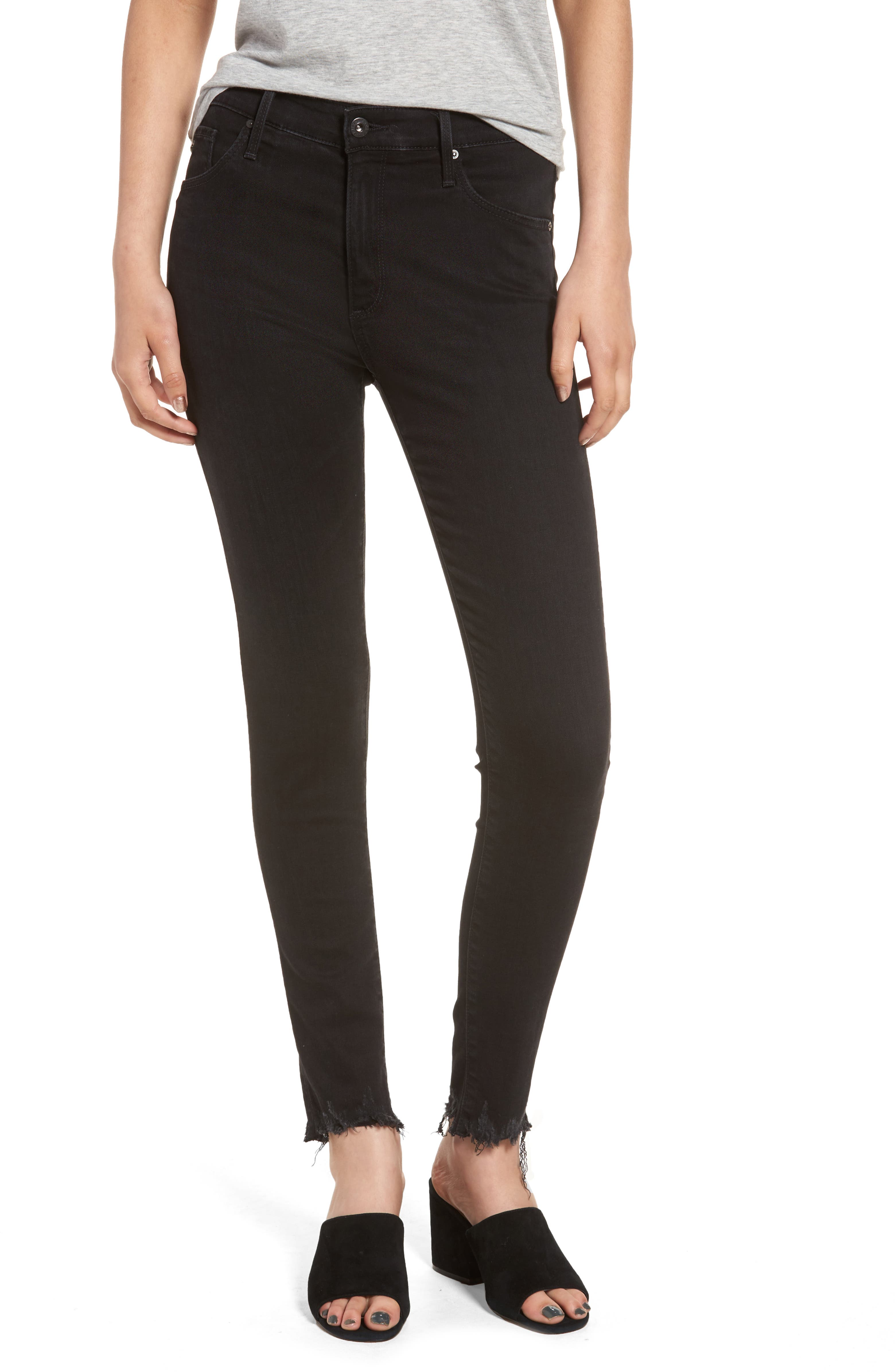 AG Farrah High Waist Ankle Skinny Jeans (Black Storm) | Nordstrom