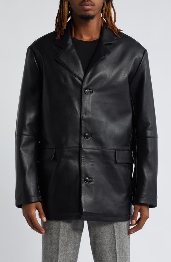 Shop Topman Faux Leather Blazer In Black
