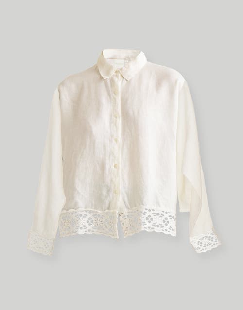 Reistor Button-down With Lace Shirt In Shell Off-white