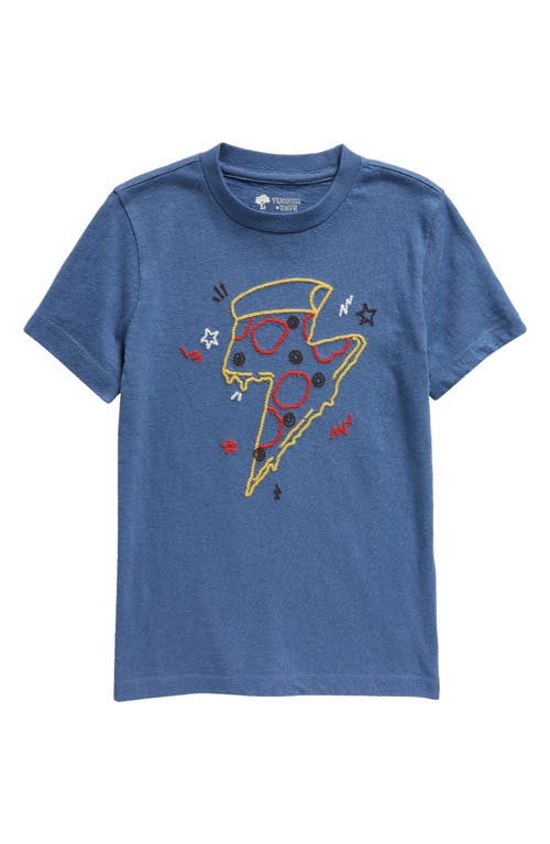 Tucker + Tate Kid's Embroidered Graphic Tee in Blue Bijou Pizza Party