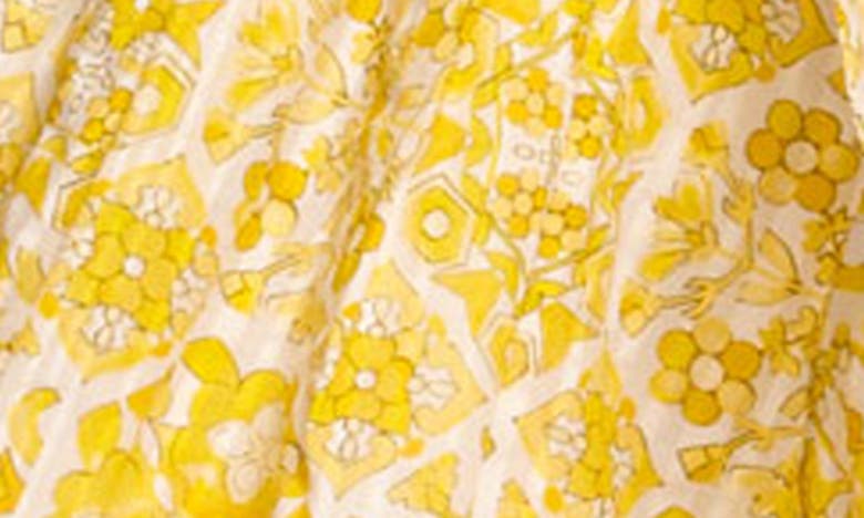 Shop Ramy Brook Allie Floral Belted Cotton Blend Shorts In Bright Lemon Positano