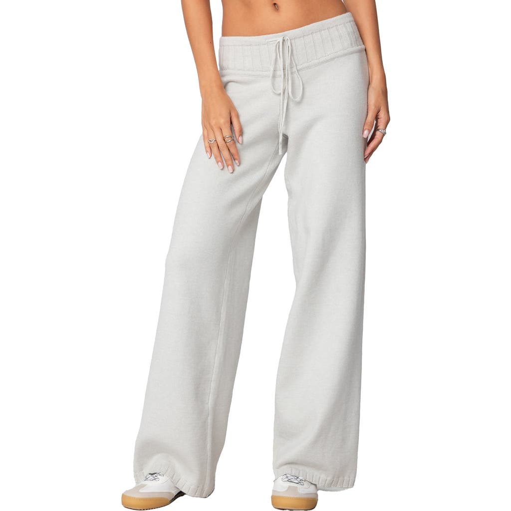 Edikted Russel Straight Leg Knit Pants In Light-gray