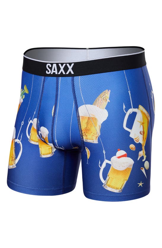Saxx Volt Breathable Mesh Slim Fit Boxer Briefs In Fresh Catch- Navy