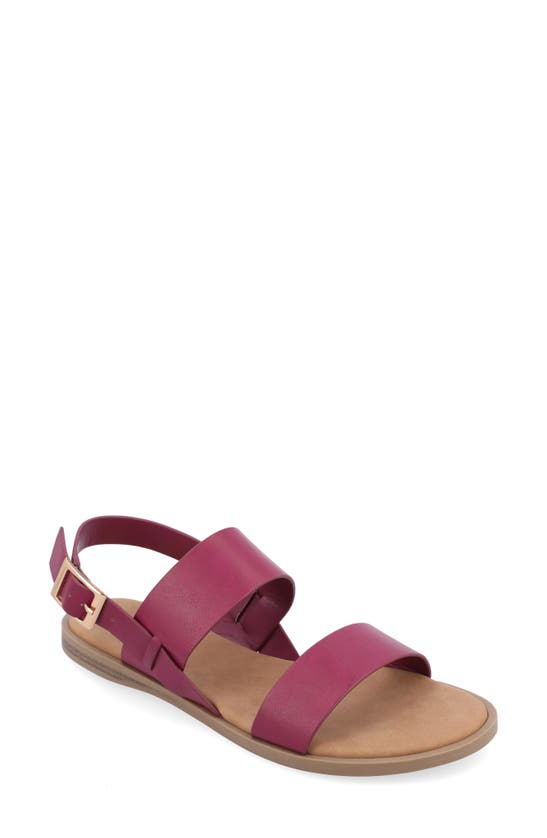 Journee Collection Women's Lavine Double Strap Flat Sandals In Raspberry