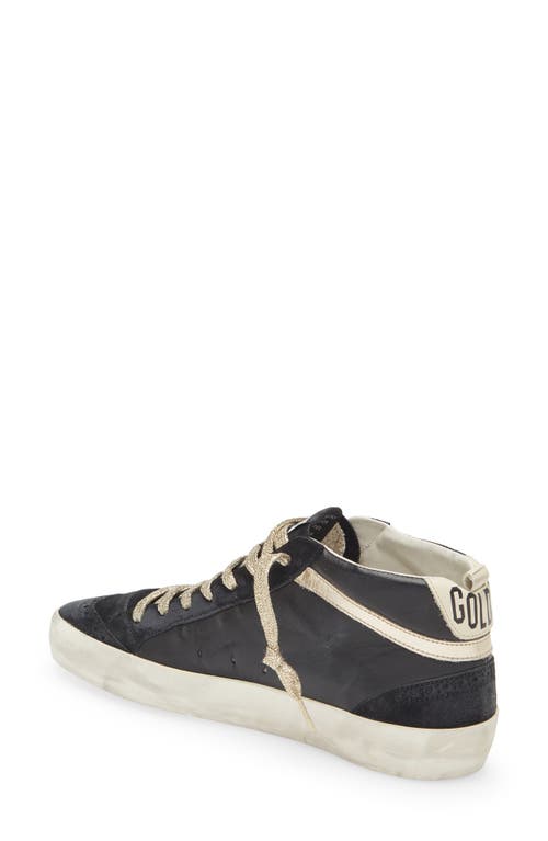 Shop Golden Goose Mid Star Glitter Sneaker In Black/platinum/ivory