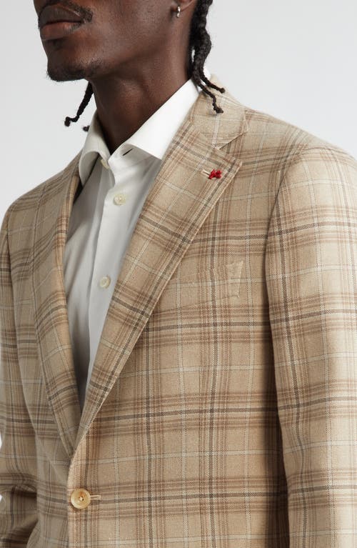 Isaia Domenico Plaid Silk & Cashmere Sport Coat In Light Beige