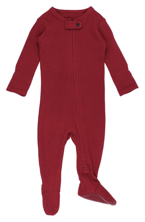 Shop L'ovedbaby Hooded Thermal Organic Cotton Zip Footie In Crimson