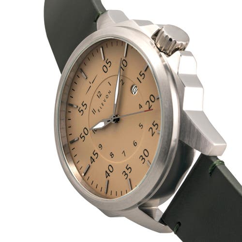 ELEVON ELEVON HUGHES LEATHER-BAND WATCH W/ DATE 