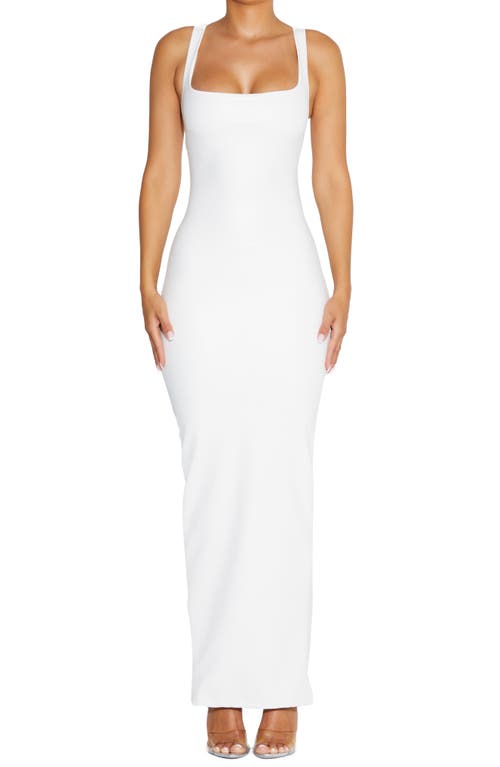 Naked Wardrobe All Faux It Faux Leather Maxi Dress in White
