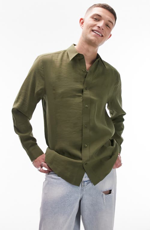 Soft Touch Modal Blend Button-Up Shirt in Khaki