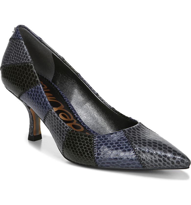 SAM EDELMAN Julianne Snake Embossed Pointed Toe Pump, Main, color, GREY/ NAVY/ JUNIPER