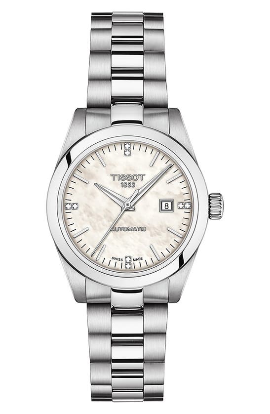 Tissot T-my Automatic Bracelet Watch & Leather Strap Gift Set, 29.3mm In White Mother Of Pearl