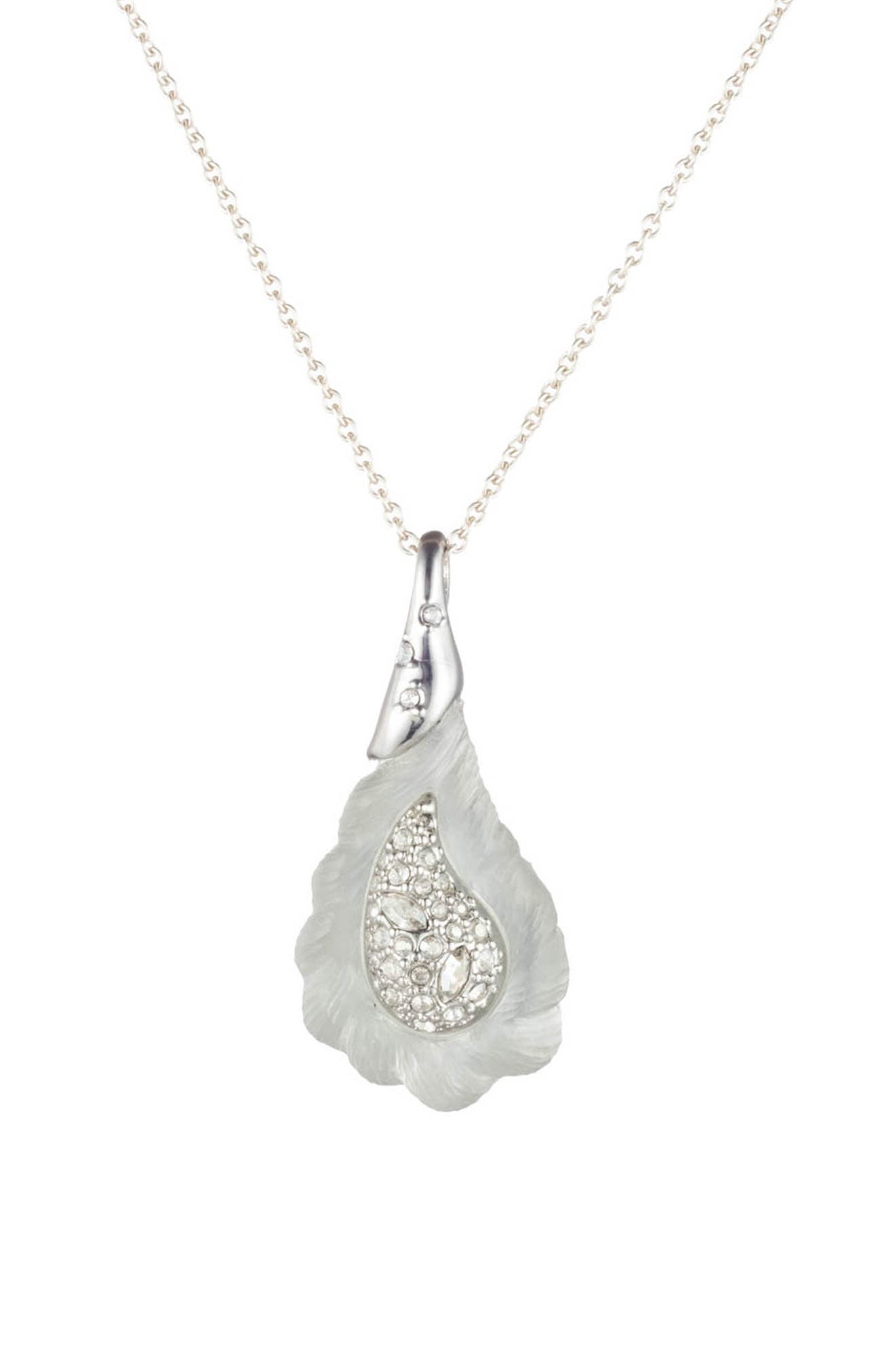 Alexis Bittar Winter Paisley Frosted Paisley Pendant Necklace In Grey