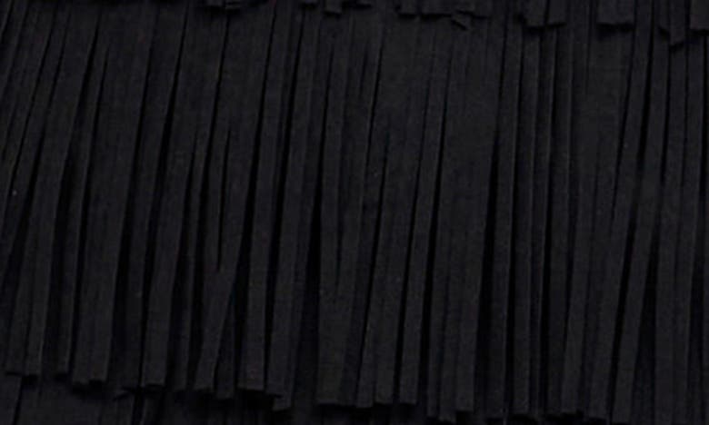 Endless Rose Fringe Faux Suede Miniskirt In Jet Black