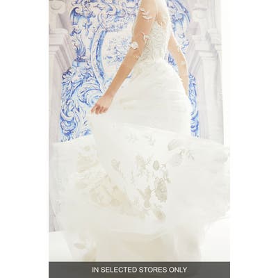 Carolina Herrera India Floral Embroidered Tulle Wedding Dress