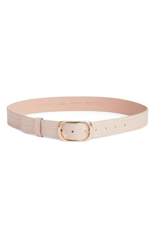 Rebecca Croc Embossed Belt in Pink Peony