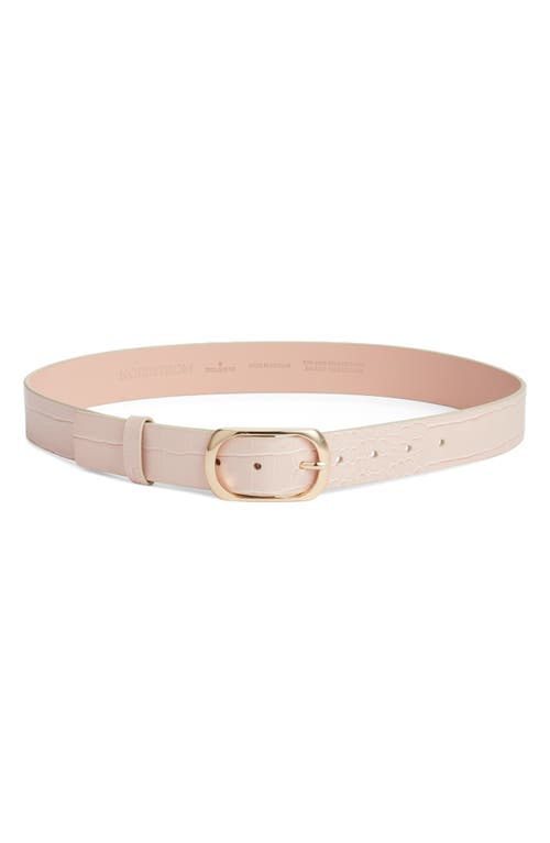 Nordstrom Rebecca Croc Embossed Belt In Pink Peony