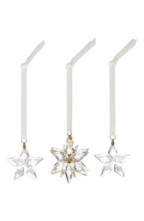 Swarovski Set Of 3 2023 Crystal Star Ornaments In Neutral