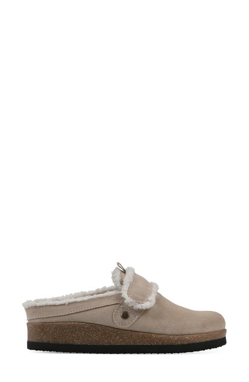 Cliffs By White Mountain Baylen Faux Shearling Trim Clog In Sandal Wood Suede Faux Fur