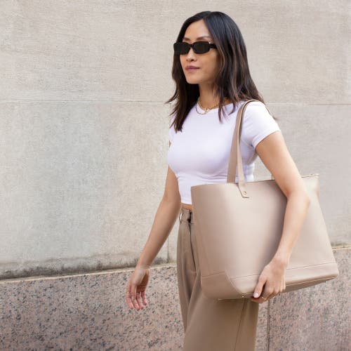 Modern Picnic The Croc Embossed Faux Leather Tote In Cream Croc