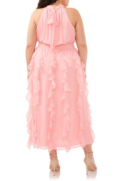 Shop 1.state Cascading Ruffle Mock Neck Maxi Dress In Rose Linen