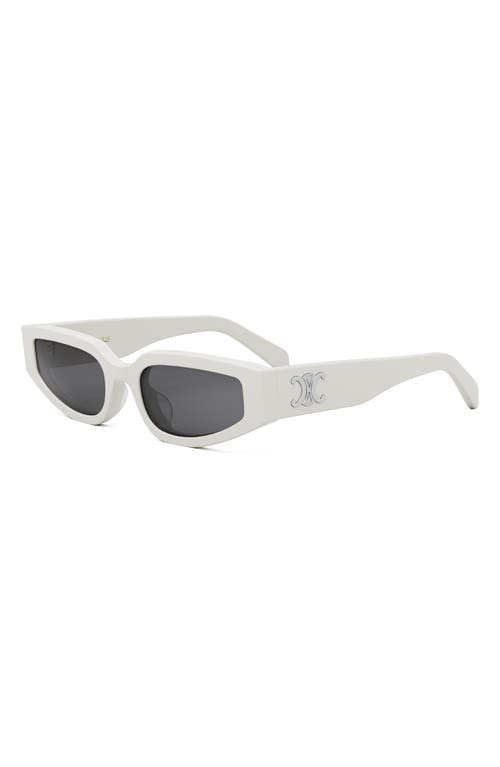 Shop Celine Triomphe 54mm Geometric Sunglasses In Ivory/smoke