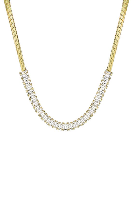 Panacea 14k Gold Plated Baguette Crystal Necklace