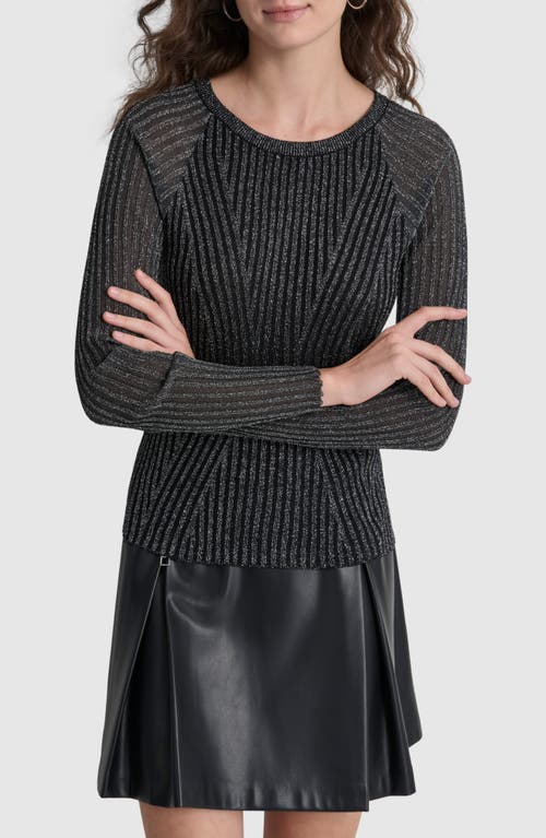 Shop Dkny Metallic Rib Sweater In Black/silver