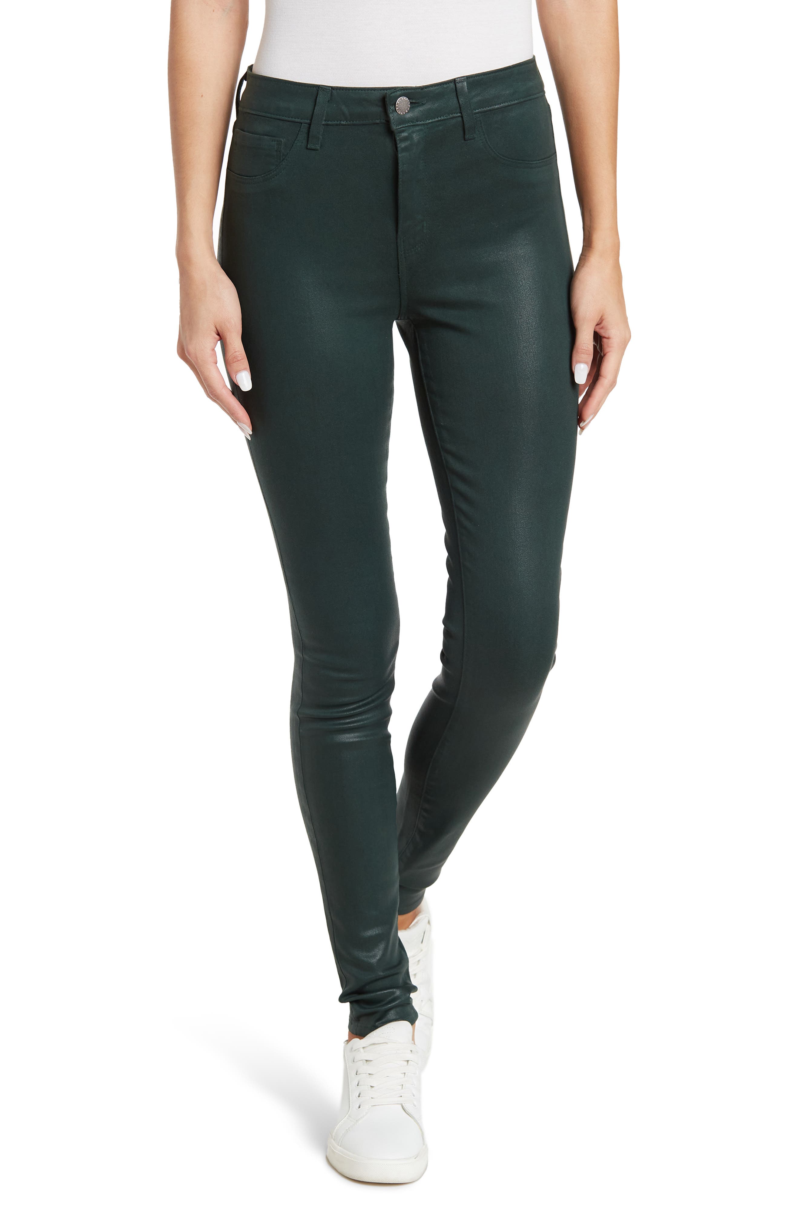 coated high waist skinny jeans