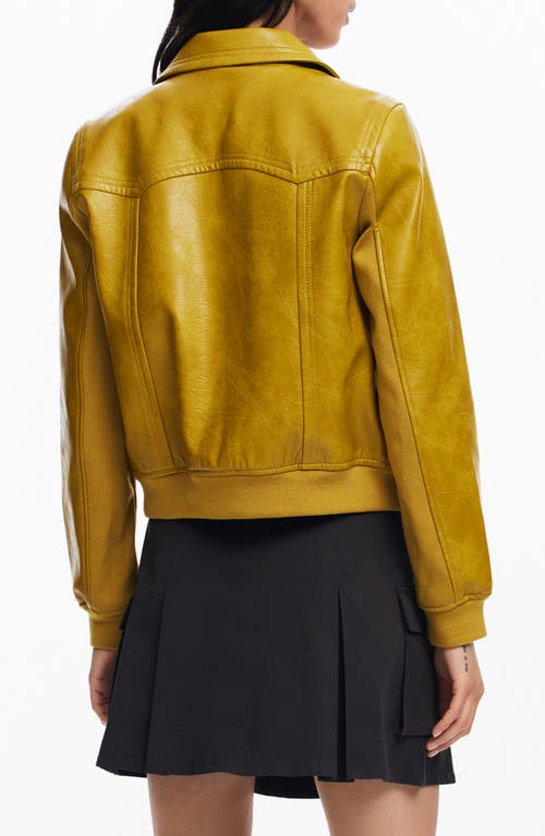 Shop Desigual Helsinki Faux Leather Jacket In Yellow