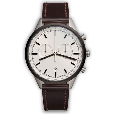 Uniform Wares C-Line Chronograph Leather Strap Watch, 41Mm