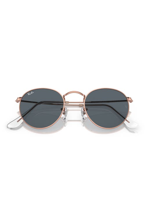 Ray Ban Ray-ban 47mm Round Sunglasses In Blue/rose Gold