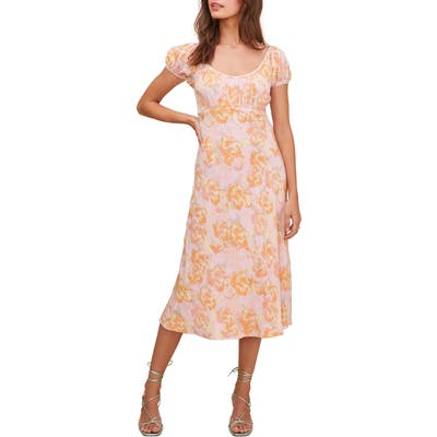 Astr The Label Caprice Floral Print Midi Dress, Pink