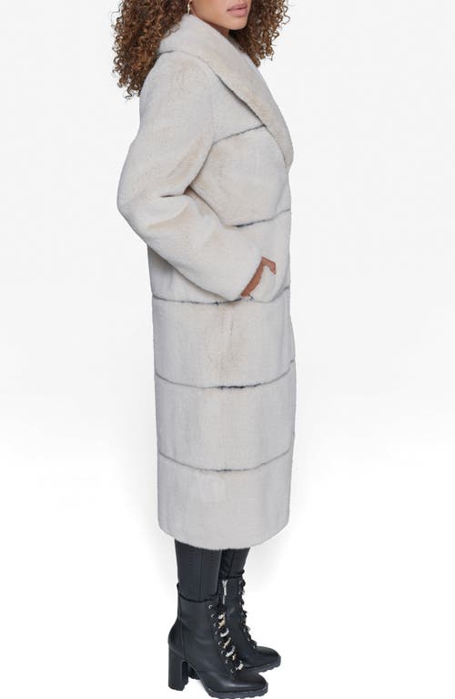 Shop Karl Lagerfeld Paris Faux Fur & Faux Leather Coat In Oyster