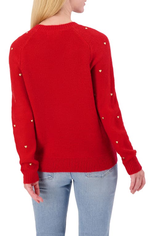 LUCKY BRAND LUCKY BRAND HEART STUD CREWNECK SWEATER 