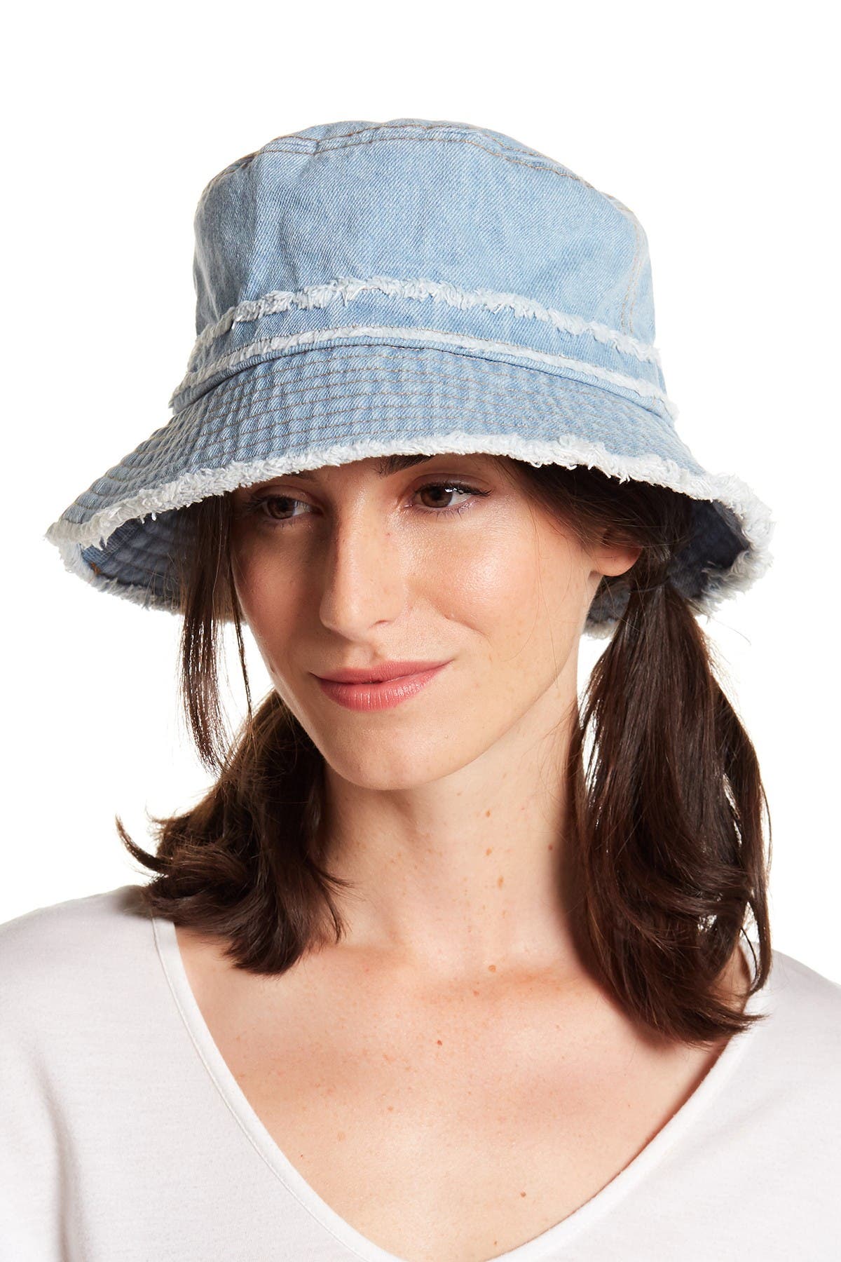 David & Young Frayed Denim Bucket Hat Nordstrom Rack