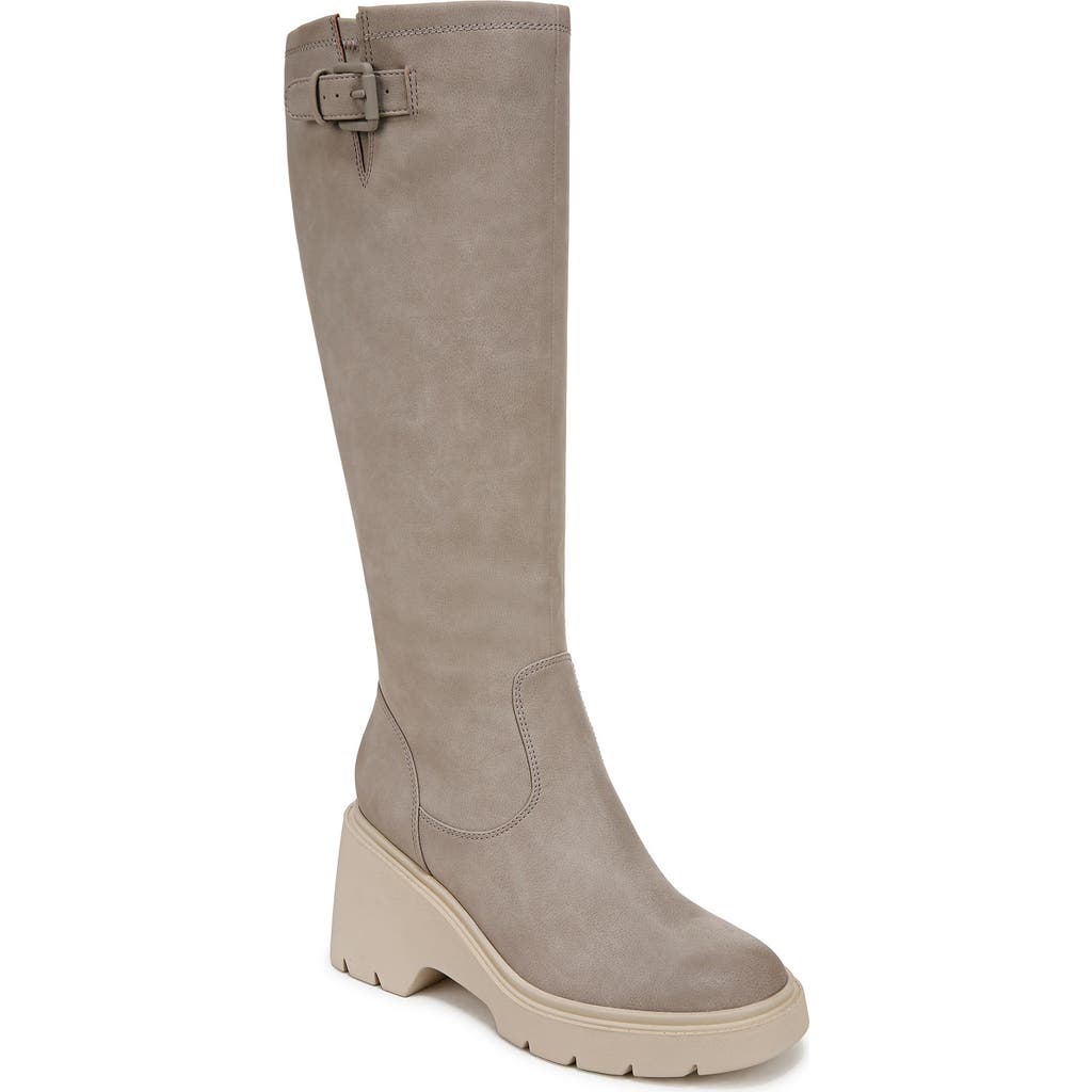 Soul Naturalizer Cache Knee High Lug Sole Platform Boots In Dove Grey Faux Leather