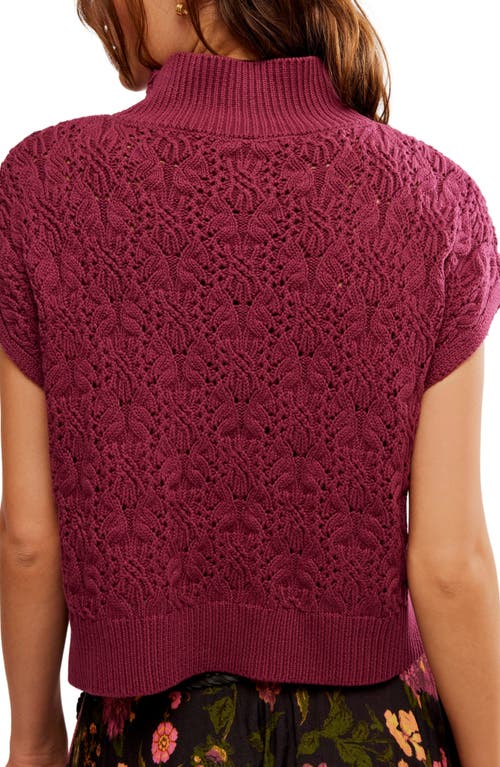 Shop Free People Vickie Mock Neck Cable Stitch Sweater In Red Plum