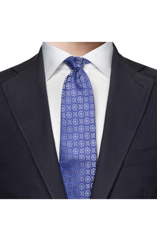 Shop Eton Floral Medallion Silk Tie In Medium Purple